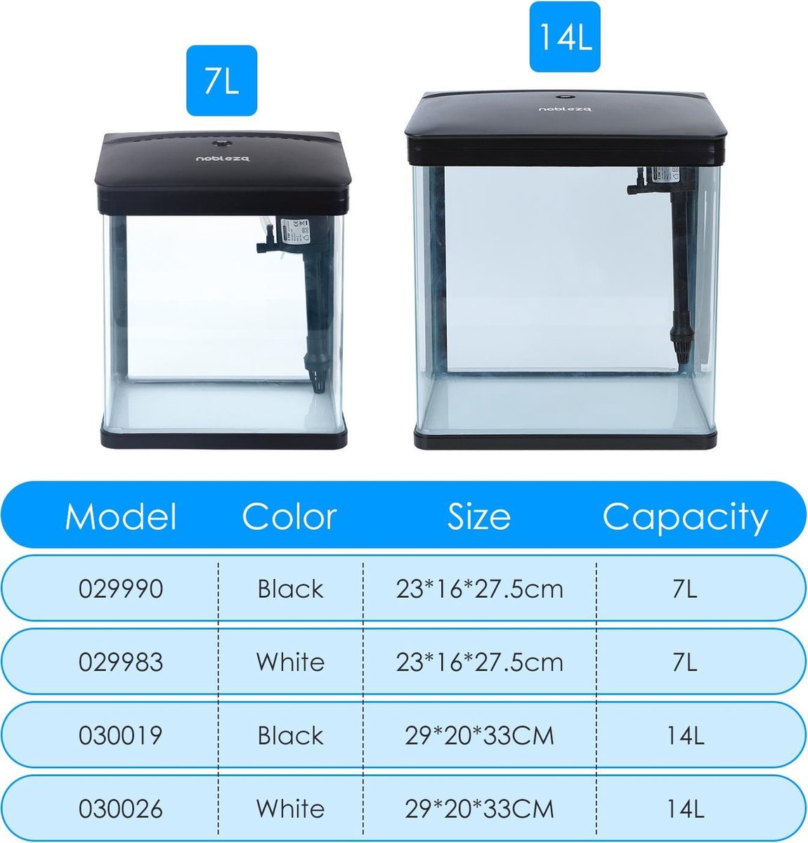 Aquarium Kit - 29x20x33 cm - 14L - Zwart - Nobleza
