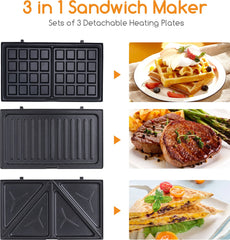 Tosti apparaat - Tosti ijzer - Contactgrill - Wafelijzer - 750W - Zwart - Aigostar