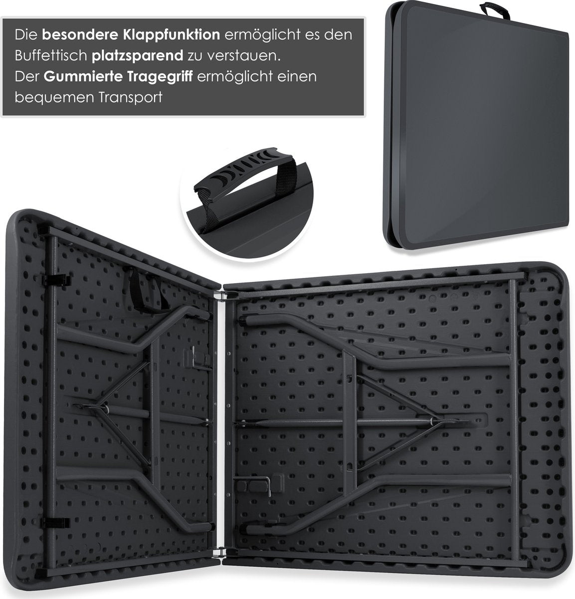 KESSER® Inklapbare Tafel - Campingtafel - Klaptafel - 183x76cm - Antraciet