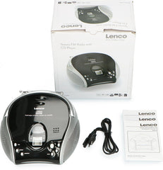 Lenco SCD-24 - Draagbare radio CD speler met AUX-uitgang - Zwart/zilver •