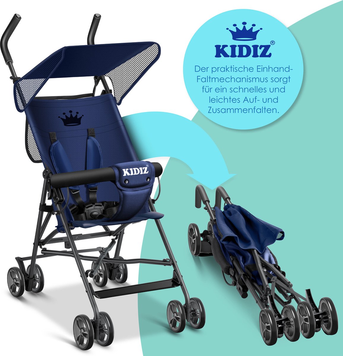 KIDIZ® Kinderwagen - Wandelwagen - Kinderbuggy - Blauw