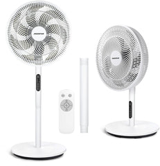 Aigostar Aria - Stille Statiefventilator - Ventilator Staand - Stil & Energiezuinig - Met Afstandsbediening - 9 Snelheden - In Hoogte Verstelbaar - Wit