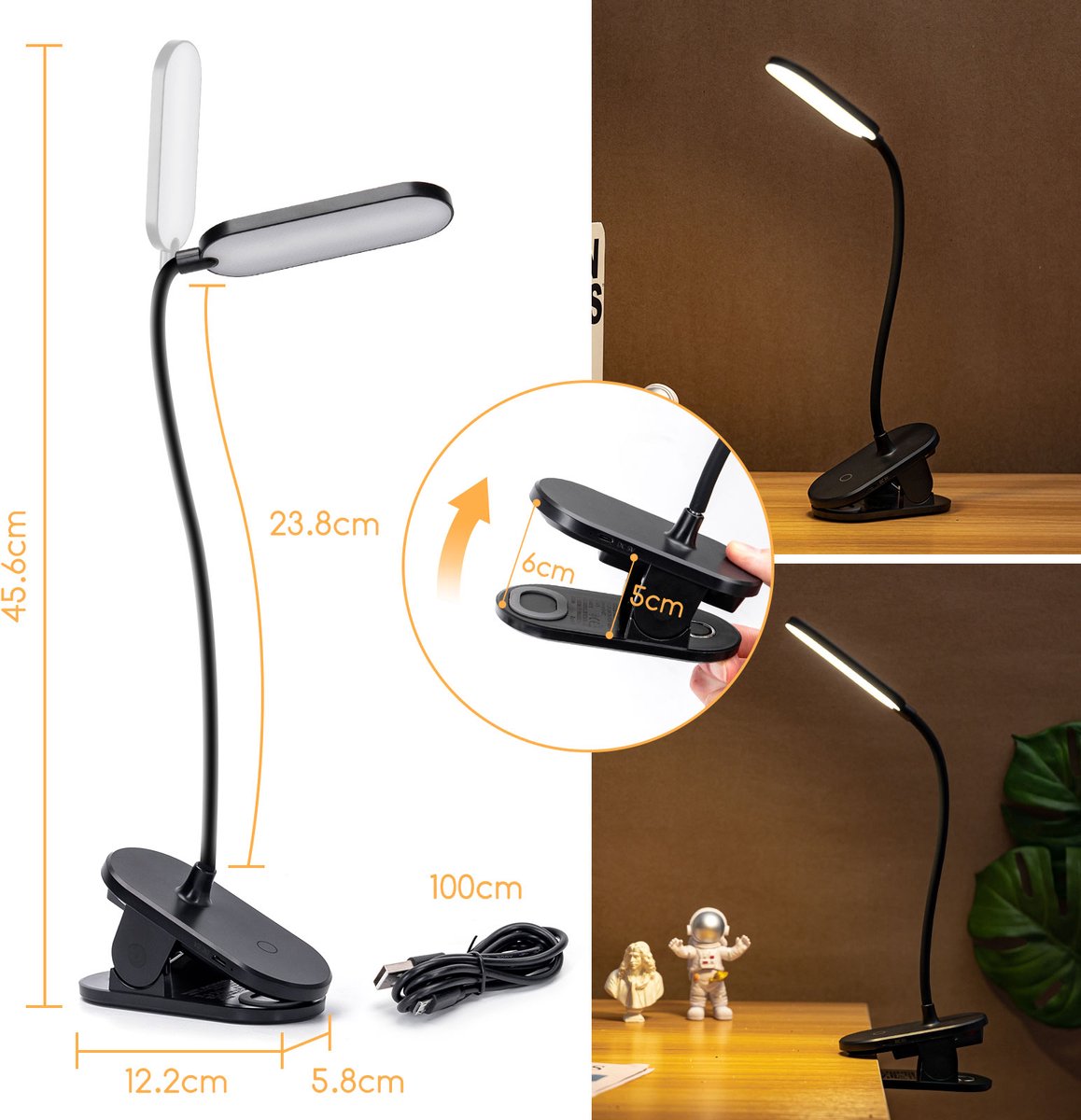 Aigostar Bureaulamp Led - Dimbaar - Touch - Leeslamp - Zwart
