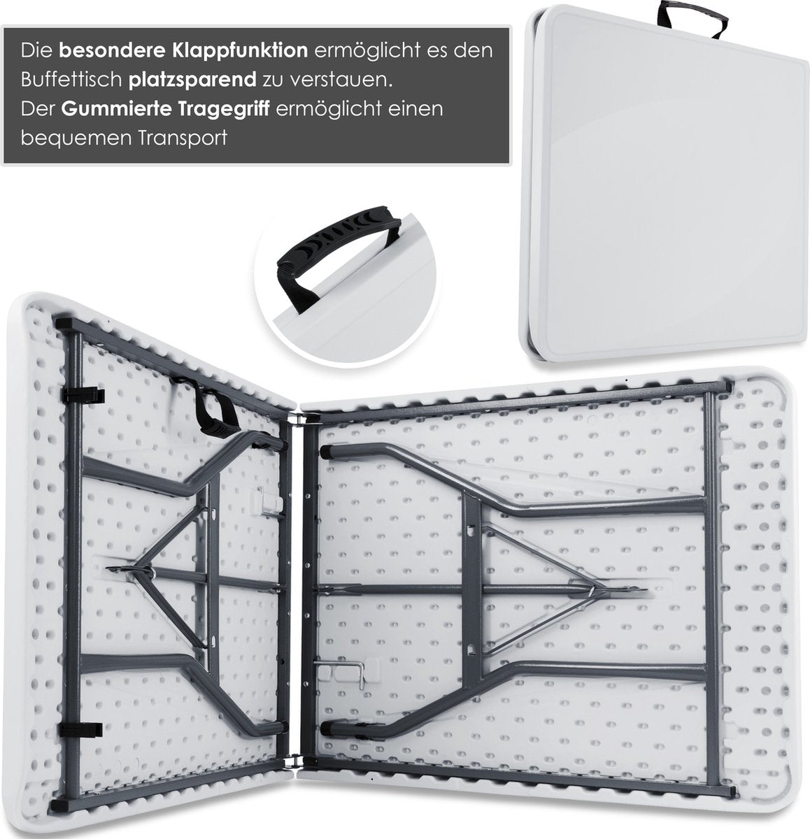 KESSER® Inklapbare Tafel - Campingtafel - Klaptafel - 183x76cm - Wit