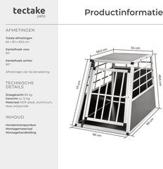 tectake® - Autobench hondenbench - 65 x 90 x 69,5 cm - Schuine wand