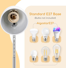 Aigostar Bureaulamp - E27- Leeslamp - Wit