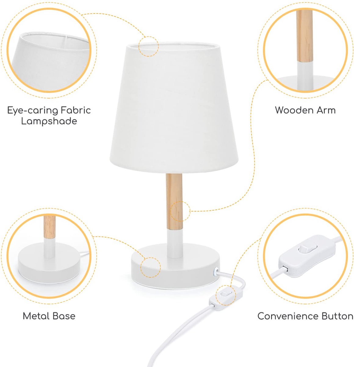 Aigostar Nachtlampje - Bedlamp - Tafellamp - E14 - 2 stuks