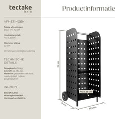 Houtopslag - Brandhoutrek - Houtberging - Zwart - Tectake®