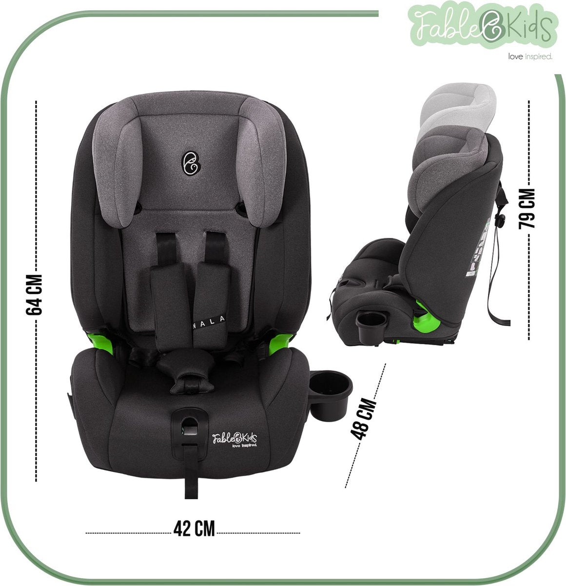 FableKids® Autostoeltje voor kinderen Autostoeltje i-Size met Isofix 76-150 cm