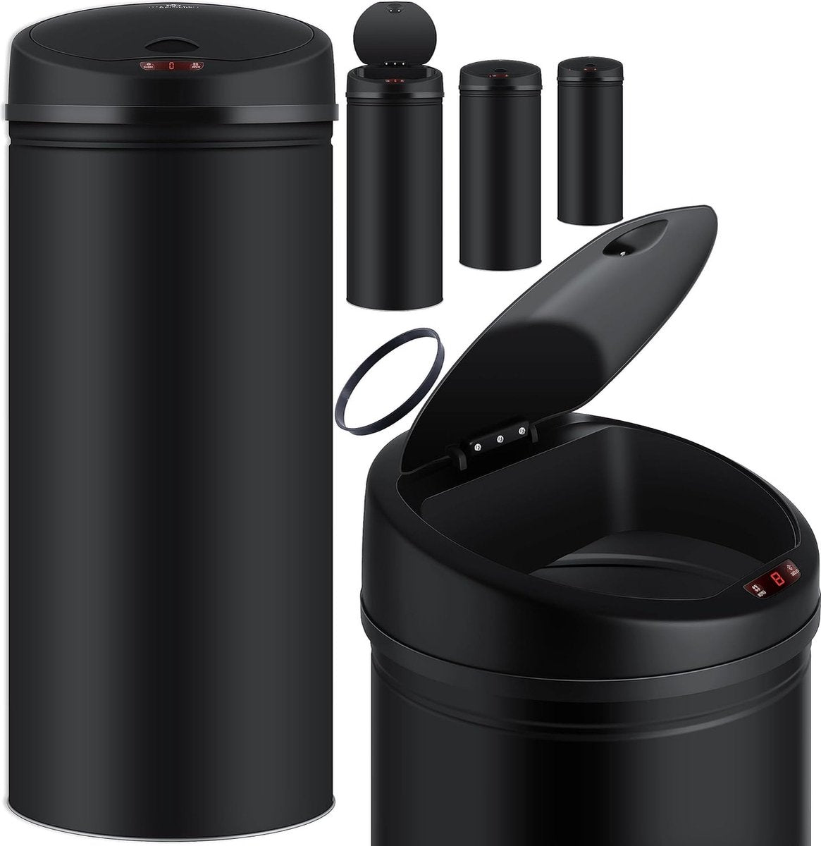 Prullenbak met sensor - Afvalbak - Vuilnisbak - 40 Liter - Zwart - KESSER®