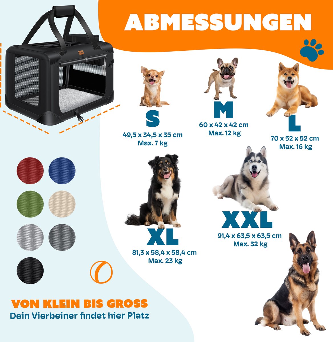 LOVPET® Hondenbench - Hondenbox - Transportbox - 102x69x69 - Zwart