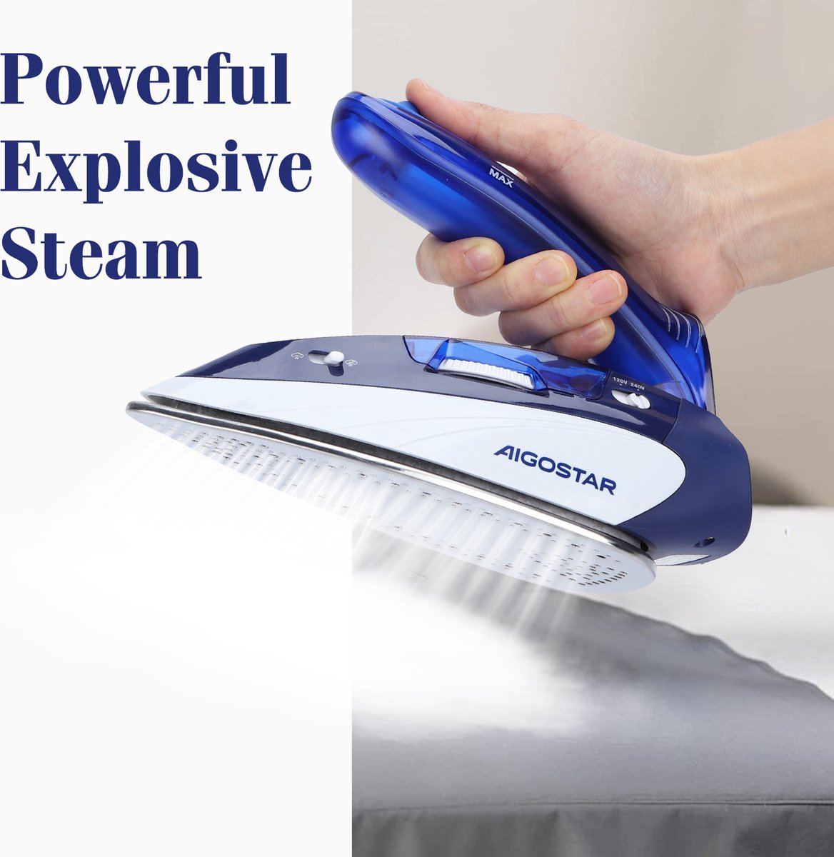 Aigostar Stoomstrijkijzer  Reisstrijkijzer - Inklapbaar - 1100W - Paars/Wit