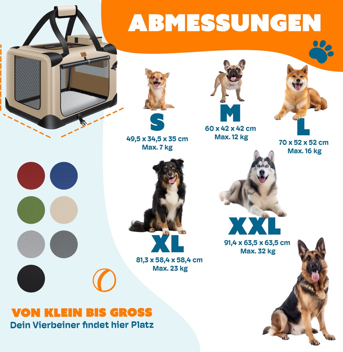 Reisbench hond - Draagtas hond - Transportbox - 102x69x69 cm - Beige