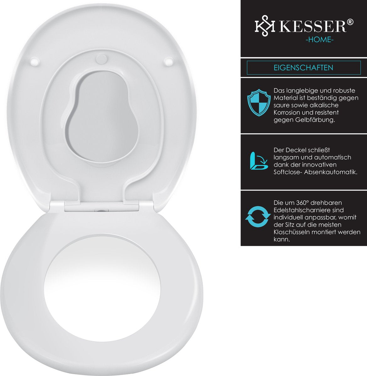 KESSER® WC bril met Soft Close Deksel - Toiletbril - Wit