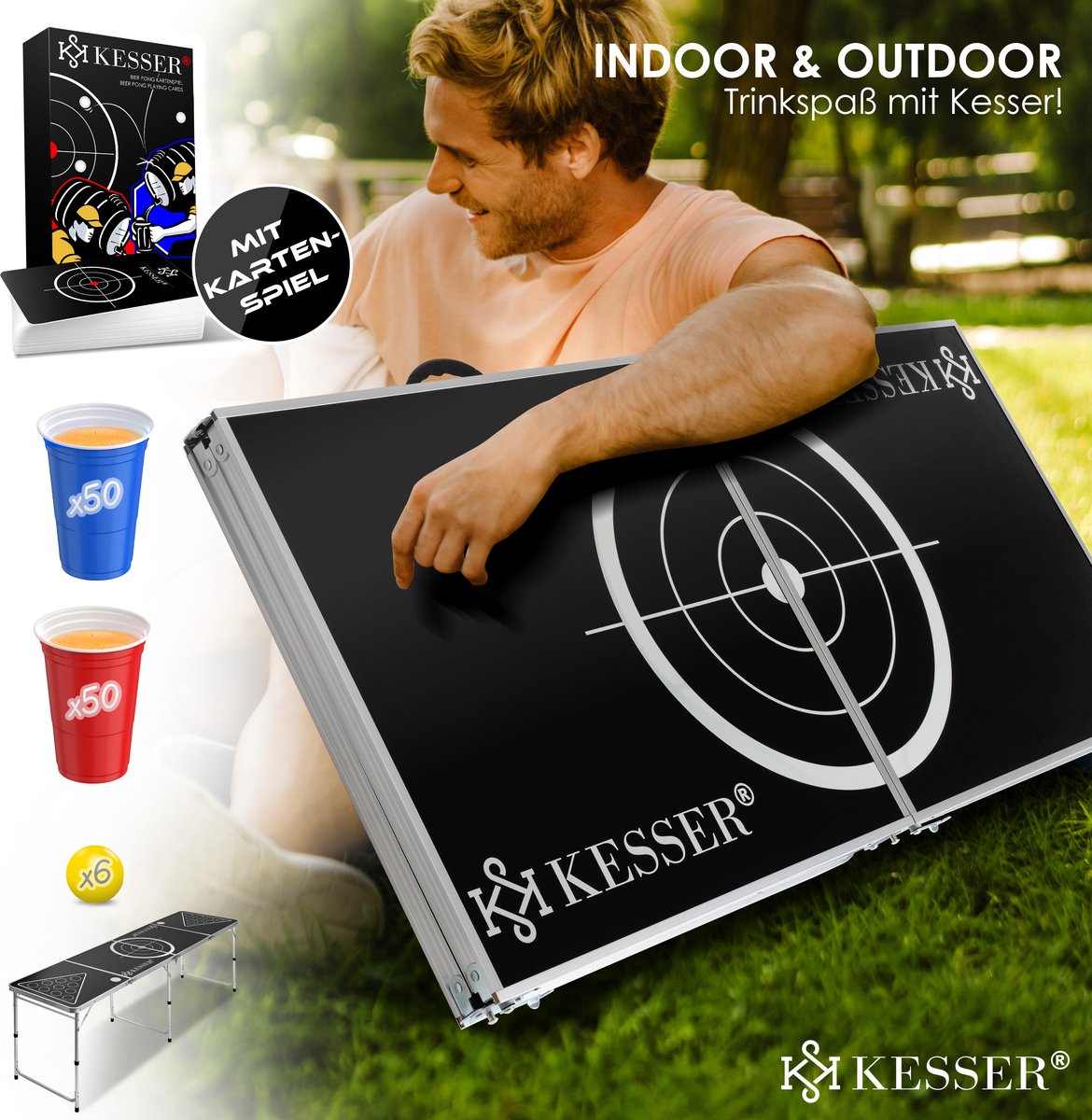 KESSER® Beerpong Tafel - Bierpong Tafel - Verstelbaar - Opvouwbaar