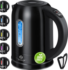 Waterkoker met temperatuurregeling - RVS - 1.7L - 2200W - Zwart