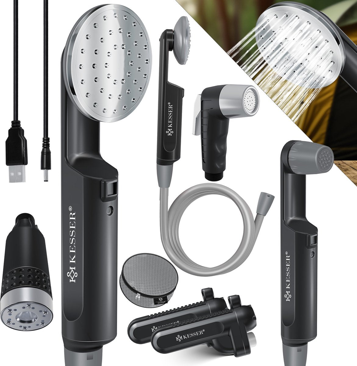 KESSER® Campingdouche - Tuindouche - Mobiele douche - Zwart