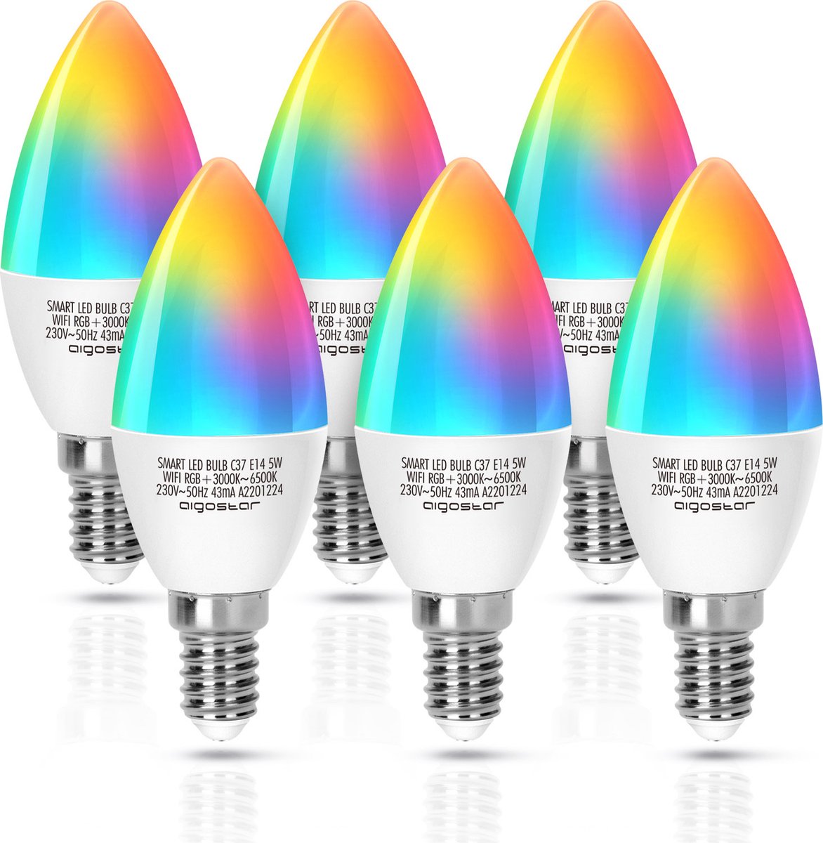 Aigostar LED RGB Lamp - Dimbaar - 5W - E14 - 6 Stuks