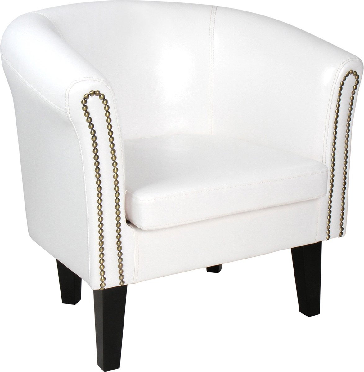 Chesterfield fauteuil met spijkerkoppen, zetel, Wit