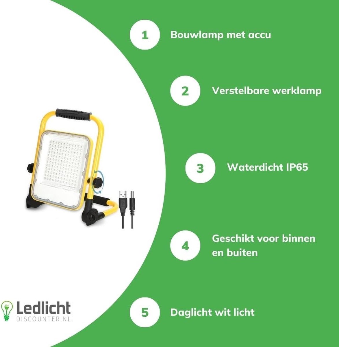 Aigostar LED Bouwlamp - IP65 spatwaterdicht - 100W - 2400 Lumen - 6500K