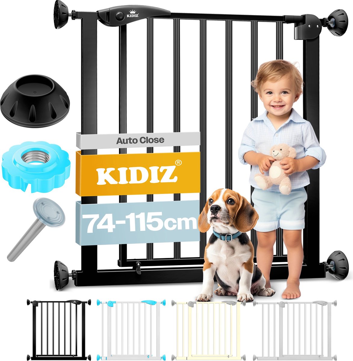KIDIZ® Traphekje zonder boren - Veiligheidshekje - 74-87cm - Wit