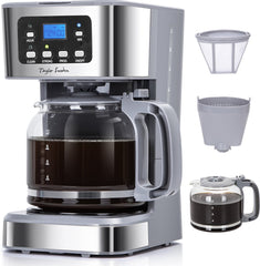Taylor Swoden Pewter - Koffiezetapparaat - Filterkoffie - 1.5L/ 12 Kopjes - met Glazen Kan - Instelbare Koffie Sterkte - 950W - RVS