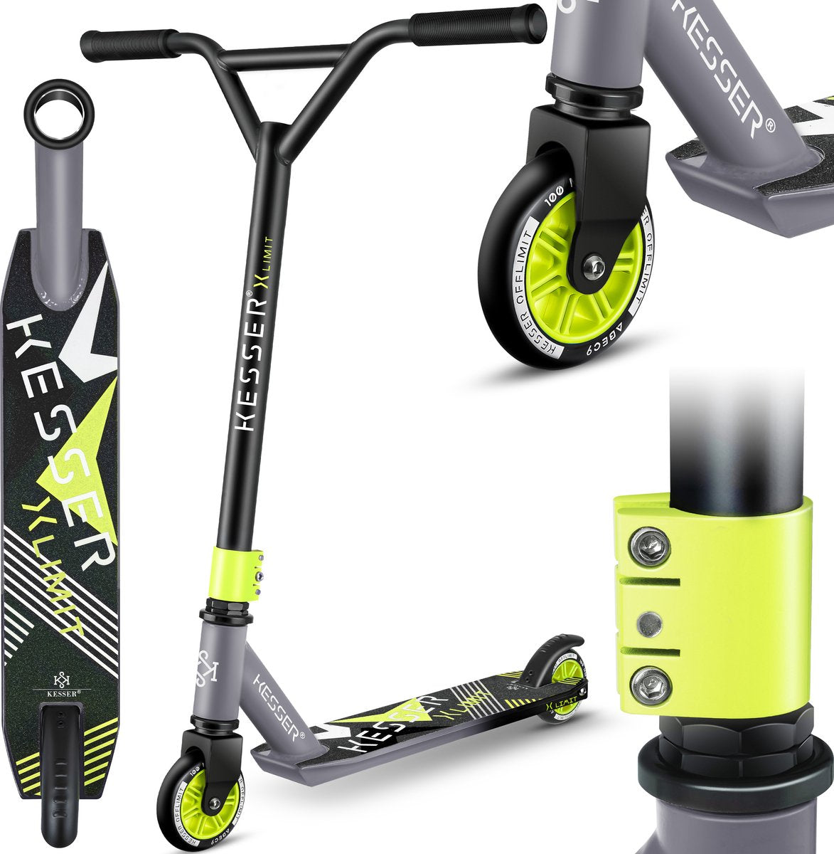 KESSER® Stuntstep voor Volwassenen en Kinderen - Kinderstep - Antraciet •