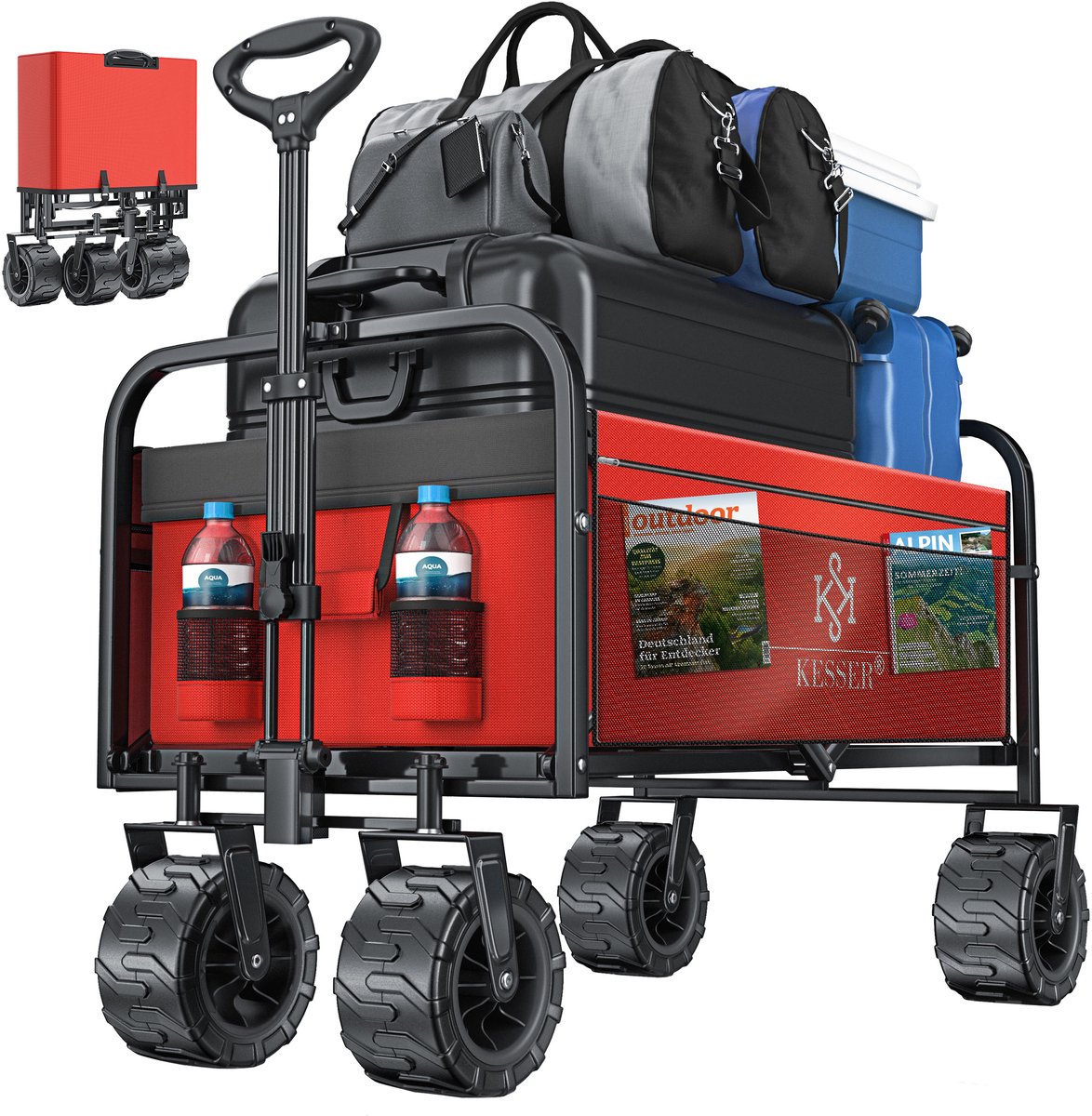 KESSER® Bolderkar - Opvouwbaar - Bolderwagen - Rood