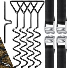 KESSER® 4x grondanker - Inc. Spanbanden - 40cm - RVS - Zwart