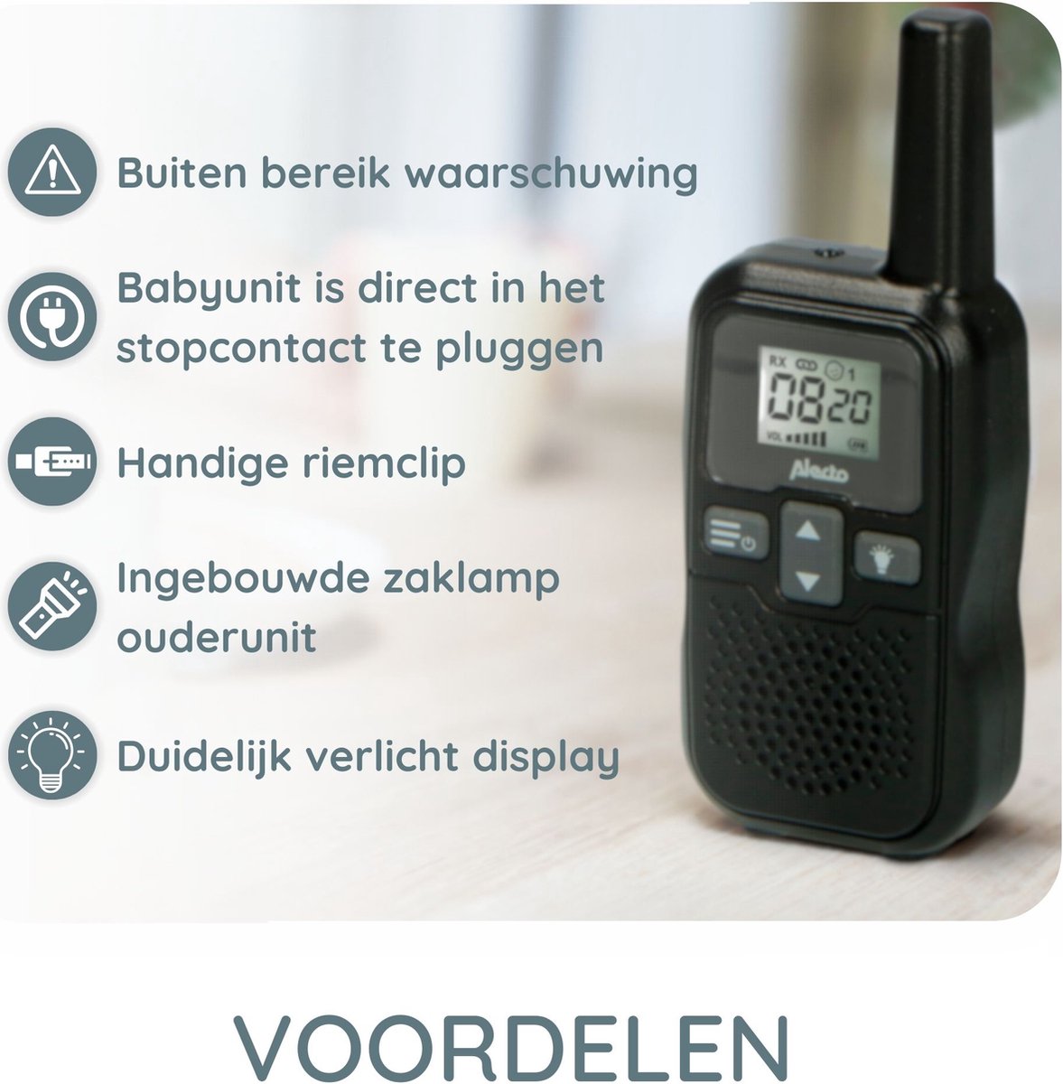 Alecto DBX80BK - Babyfoon met groot bereik - Tot 3km - Zwart
