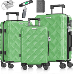 KESSER® Reiskofferset - 3-delig - ABS- Kofferset - Groen