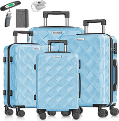 KESSER® Reiskofferset - 4-delig - ABS- Kofferset - Blauw •