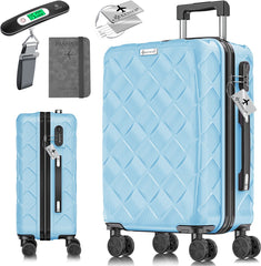 Reiskoffer met wielen - Handbagage - 55L - Blauw - KESSER®