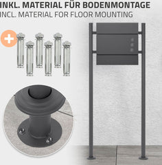 Brievenbusstandaard 50 cm x 120 cm antraciet roestvrij staal ML design