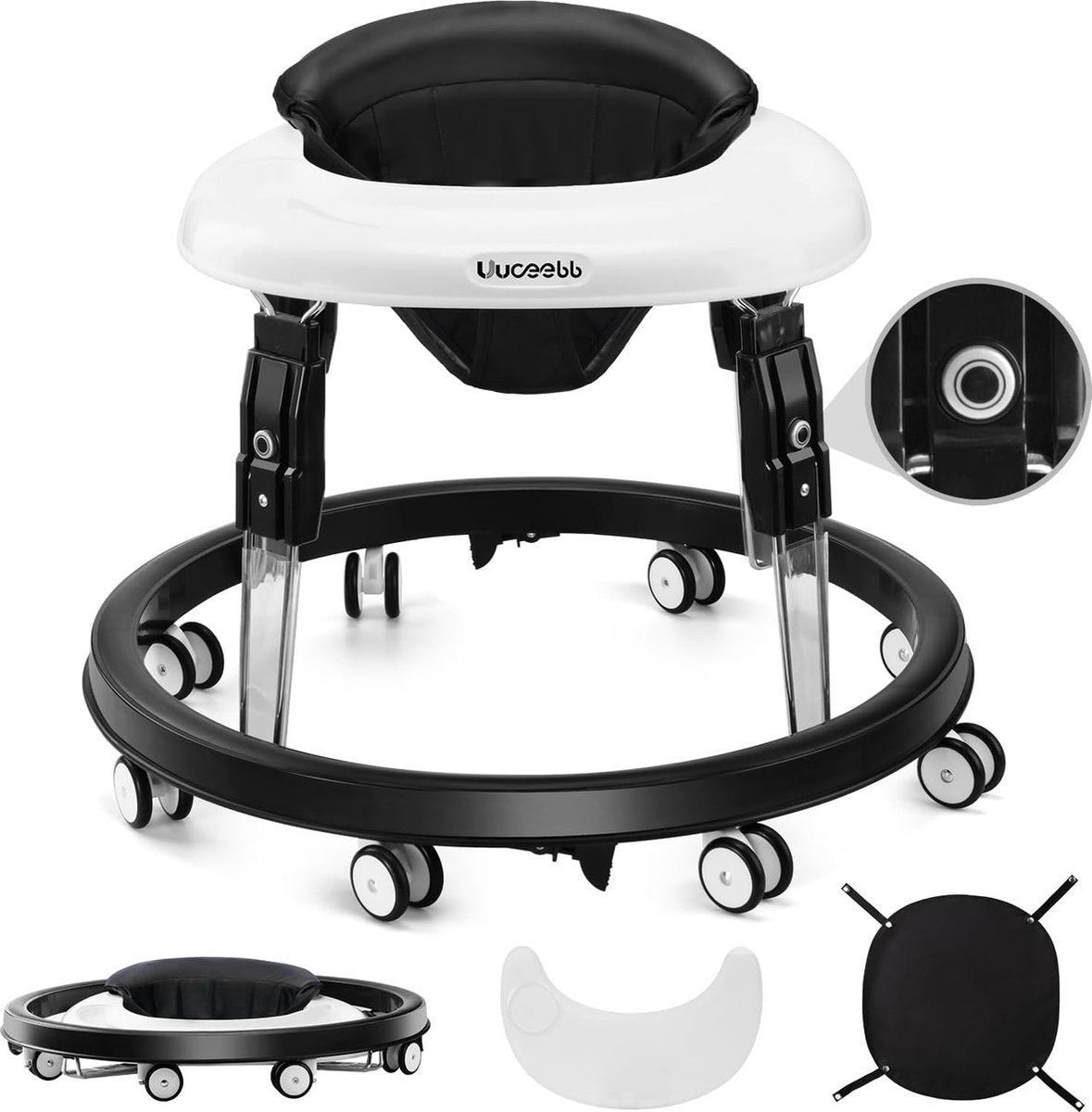 Loopstoel - Baby walker - Loopwagen - Opvouwbaar - Zwart