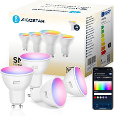 Aigostar LED Lamp GU10 - Dimbaar - App - 6.5W - 4 stuks •