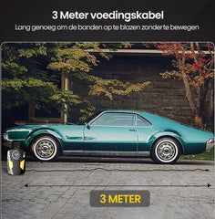 Compressor Bandenpomp - Luchtcompressor 12V - Elektrische Bandenpomp - Fiets/Auto/Motor/Bal/Luchtbed - Met 4 Opzet Stukken - Olvy