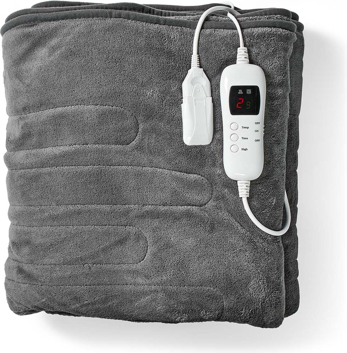 Nedis Elektrische Deken - Warmtedeken - 200x180 cm - 9 Warmte Standen - Wasmachinebestendig - Fleece •