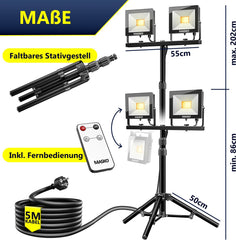 MASKO® LED Bouwlamp - 2x50W - Werklamp - IP65  - Zwart