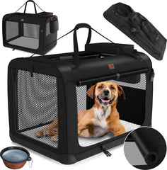 Reisbench hond - Draagtas hond - Transportbox - 81x58x58 cm - Zwart