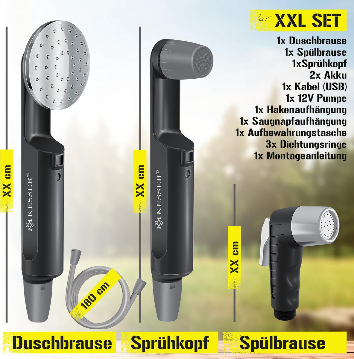 KESSER® Campingdouche - Tuindouche - Mobiele douche - Zwart