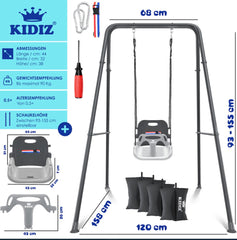 KIDIZ® Baby Schommel - Binnen & buiten - Kinderschommel - Verstelbaar - Grijs