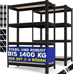 MASKO® Opbergrek - Stellingkasten - Set van 2 - Tot 700kg - Zwart