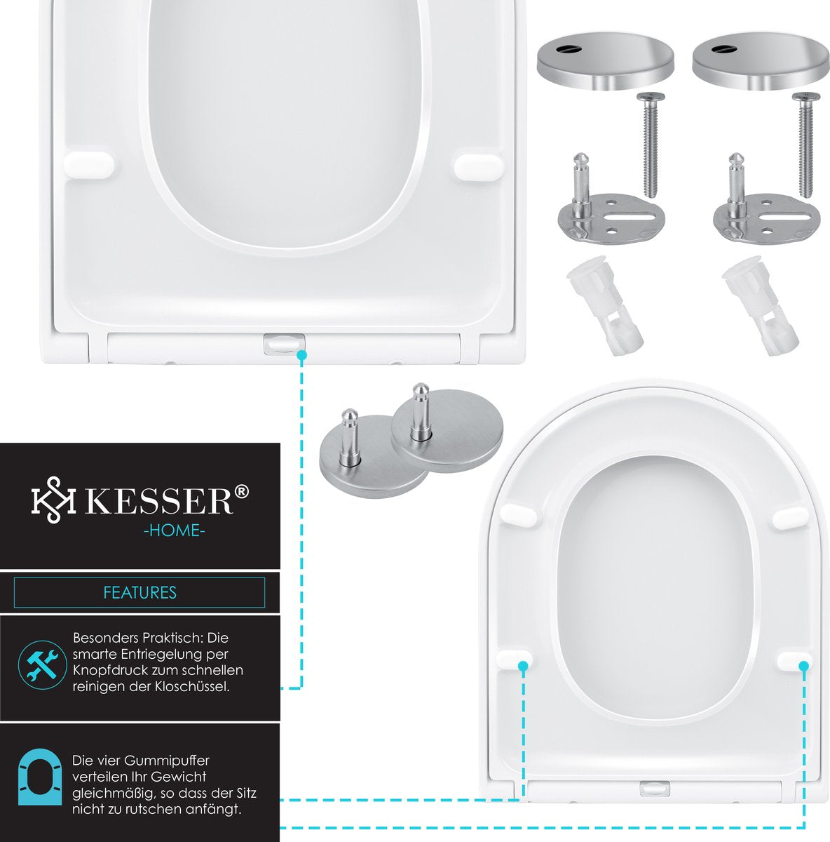 KESSER® WC bril met Soft Close Deksel - Toiletbril - Wit