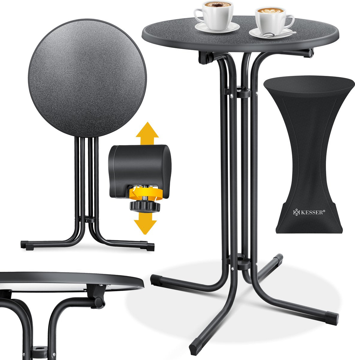 KESSER® Bartafel - Bistrotafel - Klaptafel - 110cm - Zwart