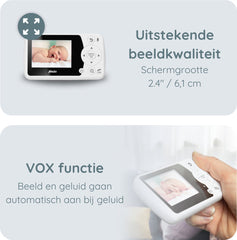 Alecto BO64 - Uitbreidbare Babyfoon met Camera - Temperatuurweergave - Wit •