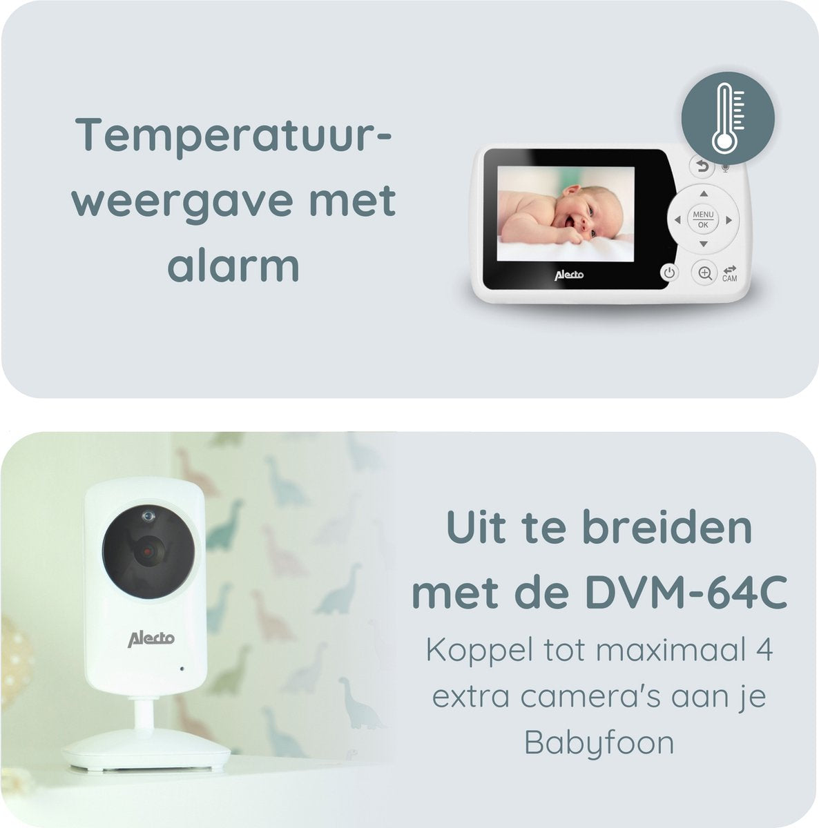 Alecto DVM-64 - Babyfoon met camera - Temperatuurweergave - Wit