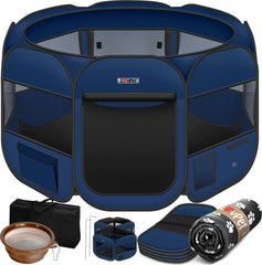 Puppyren - Hondenren- Dierenren - 64x125x125 cm - Blauw - LOVPET®