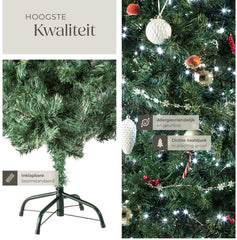 tectake® Kunstkerstboom - Levensecht met flexibele takken - Volumineus - Stabiel en eenvoudig te monteren - Kunstkerstboom als kerstversiering - 180cm - 533 takken - Groen
