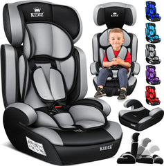 KIDIZ® Autostoeltje - 5-punts veiligheidsgordel - Grijs